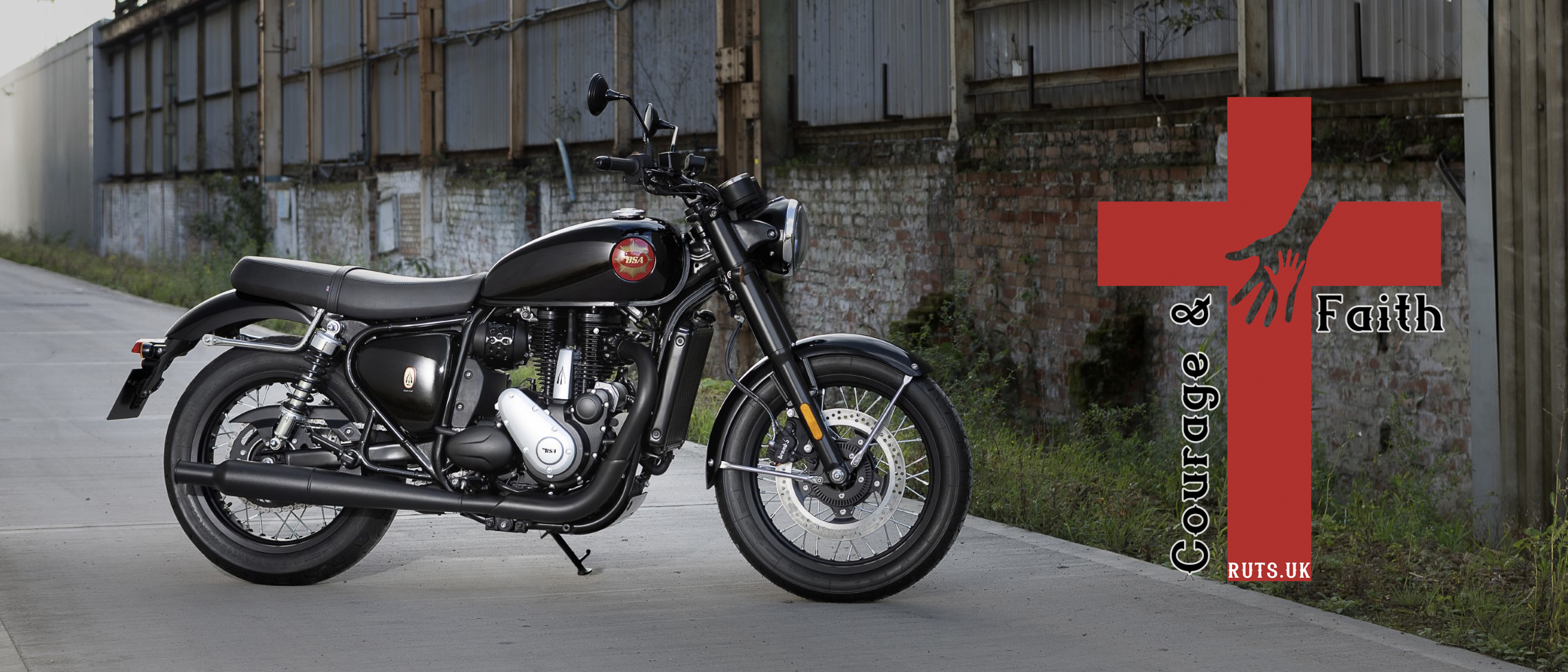 Banner image of a BSA Goldstar and the RUTS.UK Logo of a Red Cross.